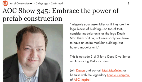 Embrace the power of prefab construction: Lonnie Cumpton on The AOC Podcast Show 345